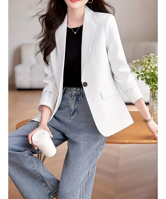 KissICON Elegant Curve Blazer – Chic Solid Notch