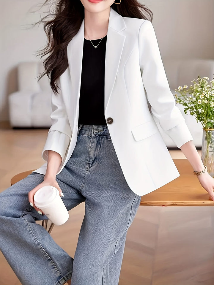 Elegant Curve Blazer – Chic Solid Notch