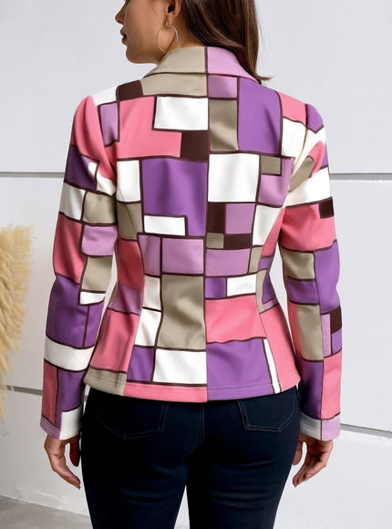 KissICON Elegant Curve Blazer – Geometric Lapel Allseason