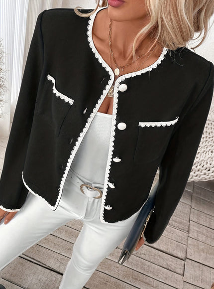 KissICON Elegant Curve Blazer – Lace Trimmed Short