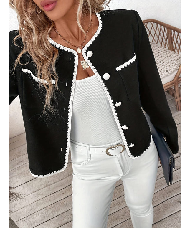 KissICON Elegant Curve Blazer – Lace Trimmed Short