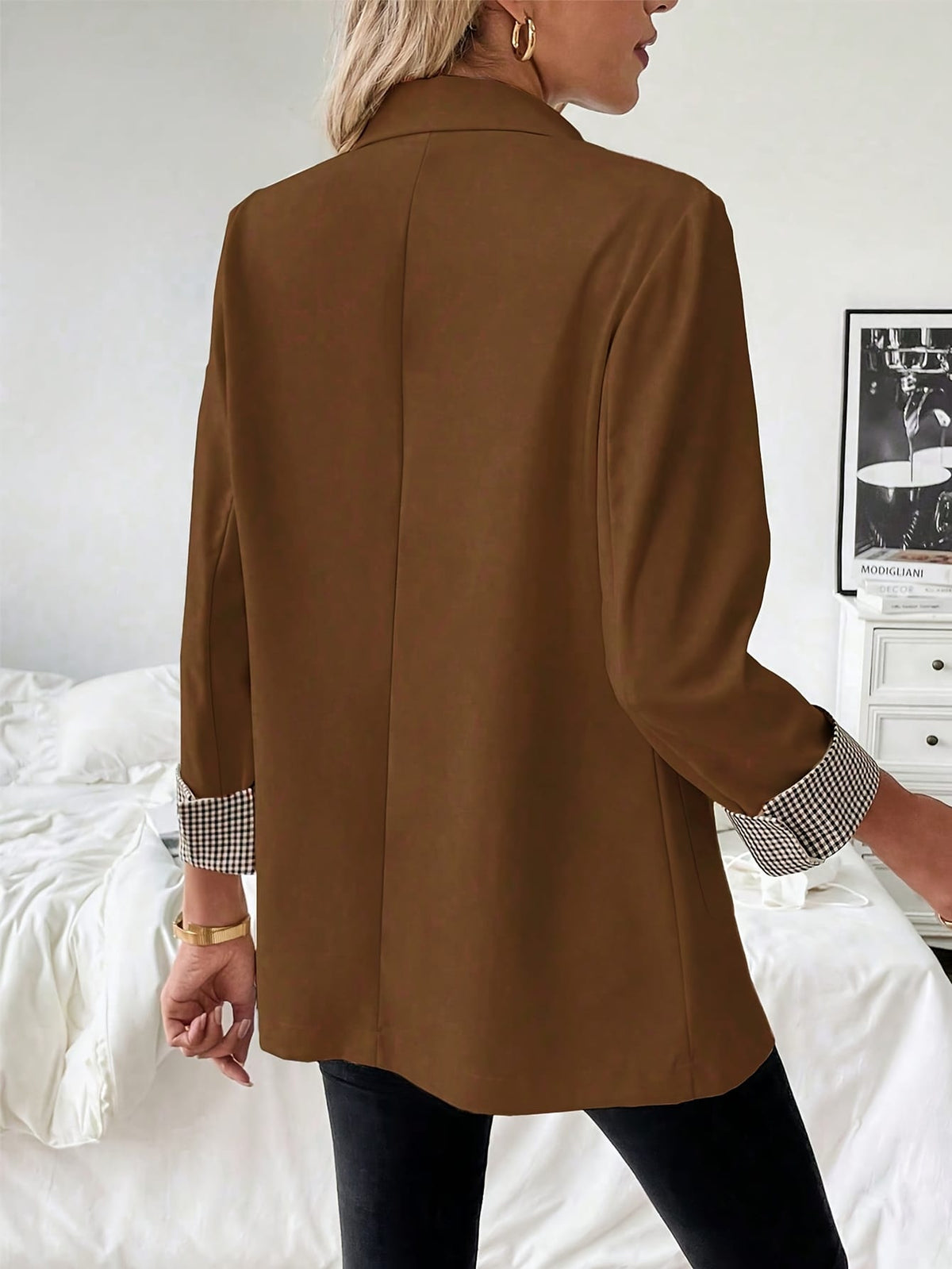 KissICON Elegant Curve Brown Blazer – Suit Wrinkleresistant