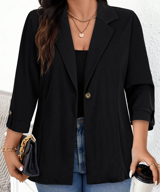 KissICON Elegant Curve Collar Blazer – Tailored Washable Allseason