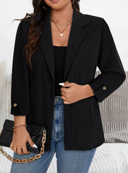 KissICON Elegant Curve Collar Blazer – Tailored Washable Allseason