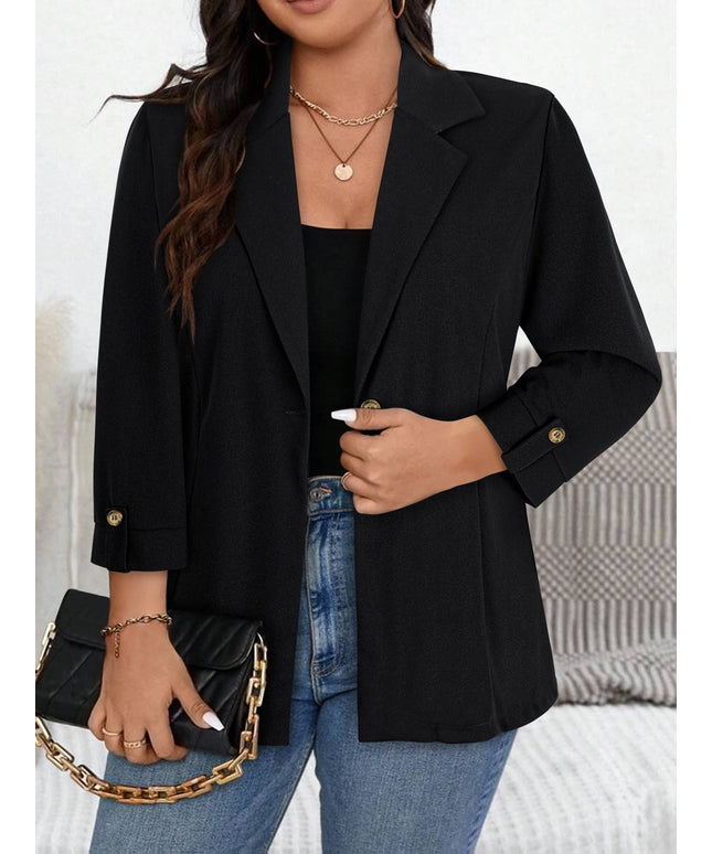 KissICON Elegant Curve Collar Blazer – Tailored Washable Allseason