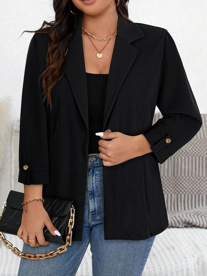 Elegant Curve Collar Blazer – Tailored Washable Allseason