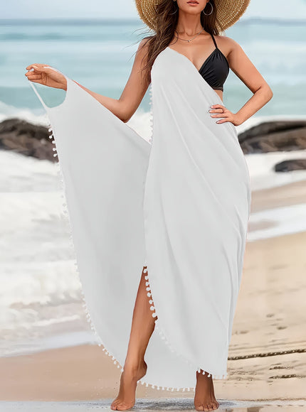 KissICON Elegant Curve Cross Neck Backless Beach Maxi Dress