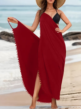 KissICON Elegant Curve Cross Neck Backless Beach Maxi Dress