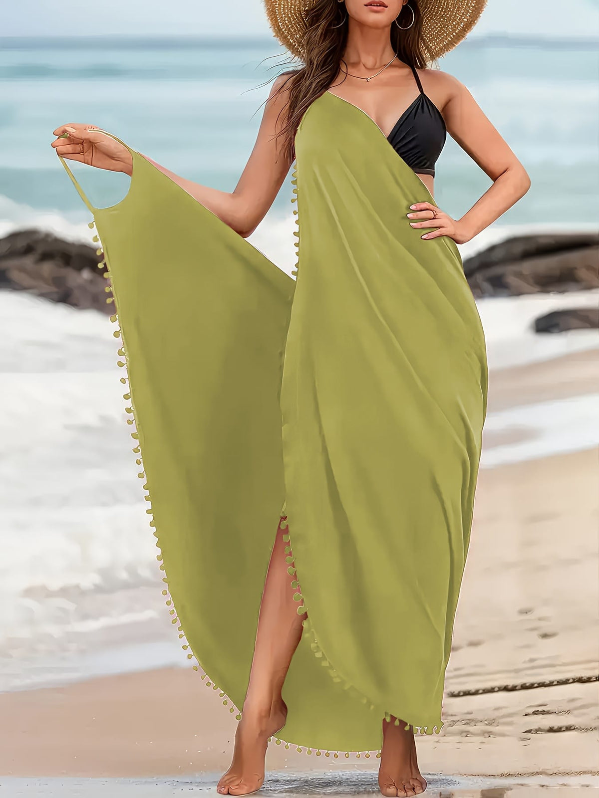 KissICON Elegant Curve Cross Neck Backless Beach Maxi Dress