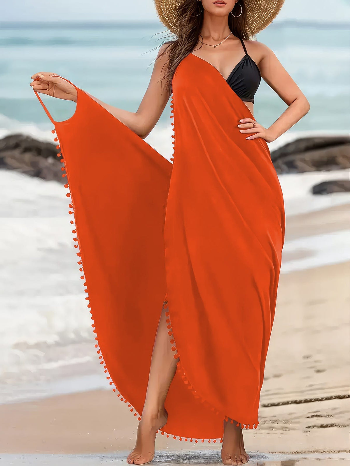 KissICON Elegant Curve Cross Neck Backless Beach Maxi Dress