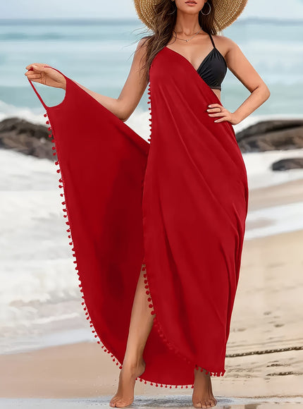 KissICON Elegant Curve Cross Neck Backless Beach Maxi Dress