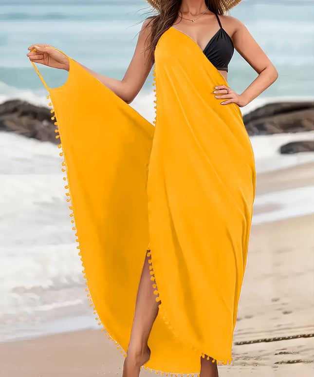 KissICON Elegant Curve Cross Neck Backless Beach Maxi Dress