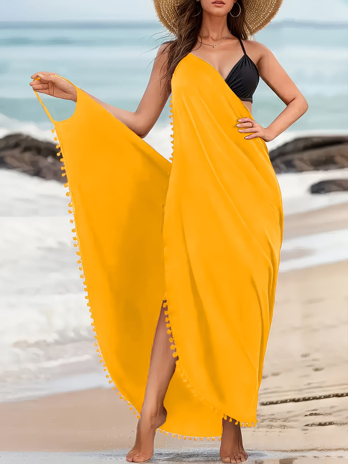 KissICON Elegant Curve Cross Neck Backless Beach Maxi Dress