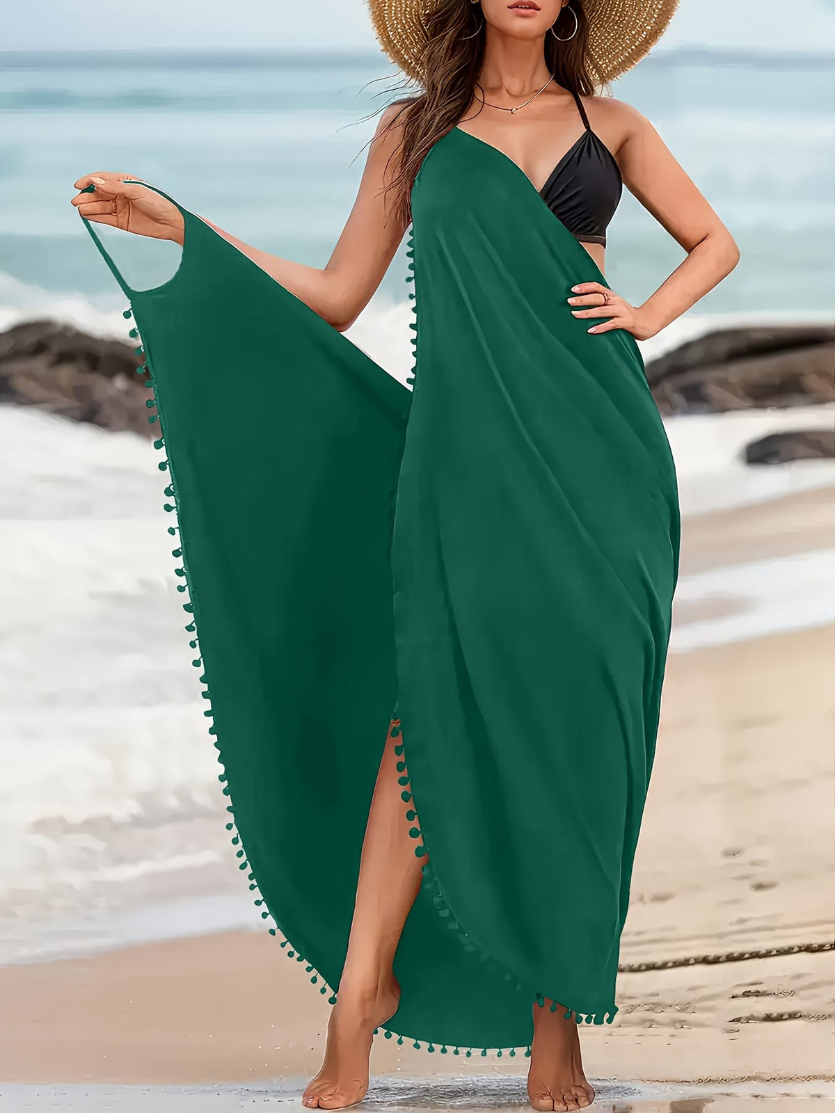KissICON Elegant Curve Cross Neck Backless Beach Maxi Dress
