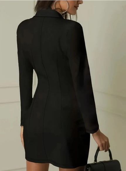 KissICON Elegant Curve Double Breasted Suit Dress