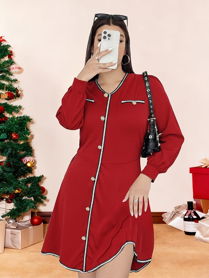 Elegant Curve French V-Neck Belted Dress