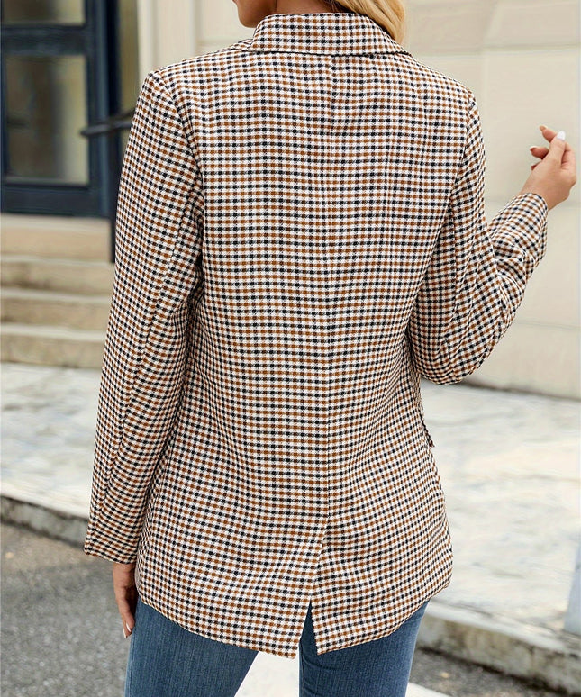 KissICON Elegant Curve Houndstooth Blazer – Allseason