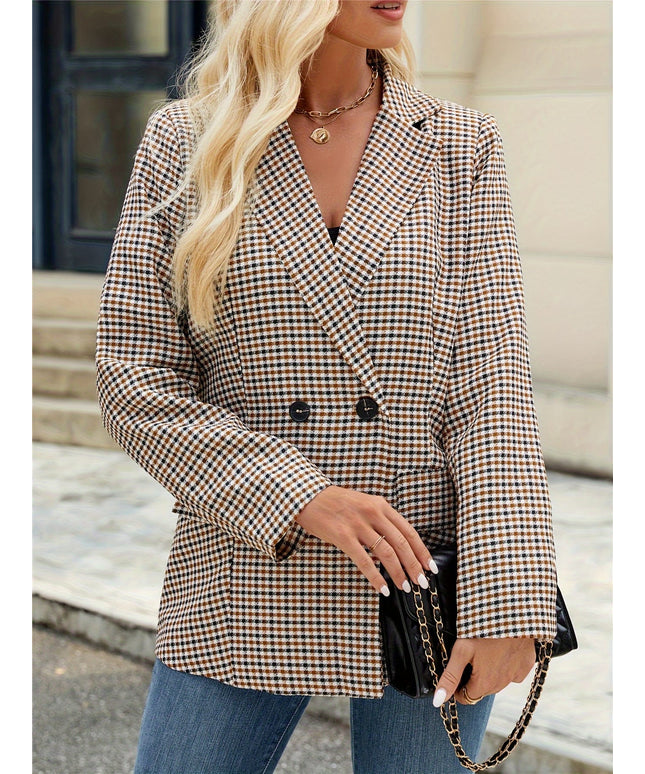 KissICON Elegant Curve Houndstooth Blazer – Allseason