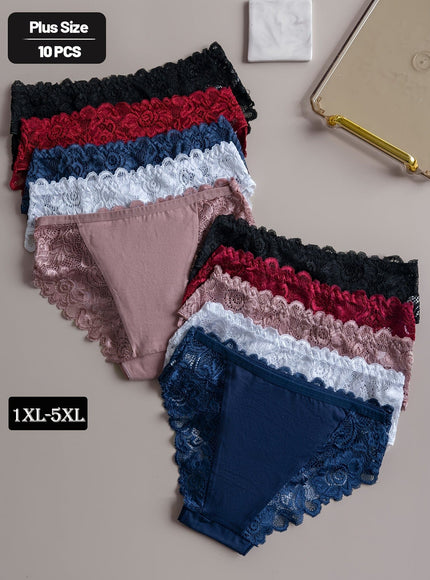 KissICON Elegant Curve Lace Full Coverage Briefs – 10pack