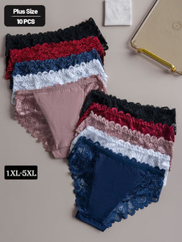 KissICON Elegant Curve Lace Full Coverage Briefs – 10pack