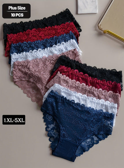 KissICON Elegant Curve Lace Full Coverage Briefs – 10pack