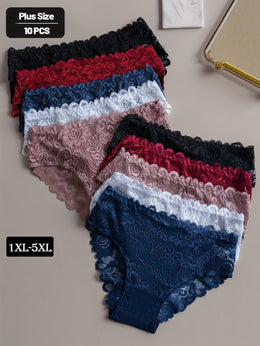 KissICON Elegant Curve Lace Full Coverage Briefs – 10pack