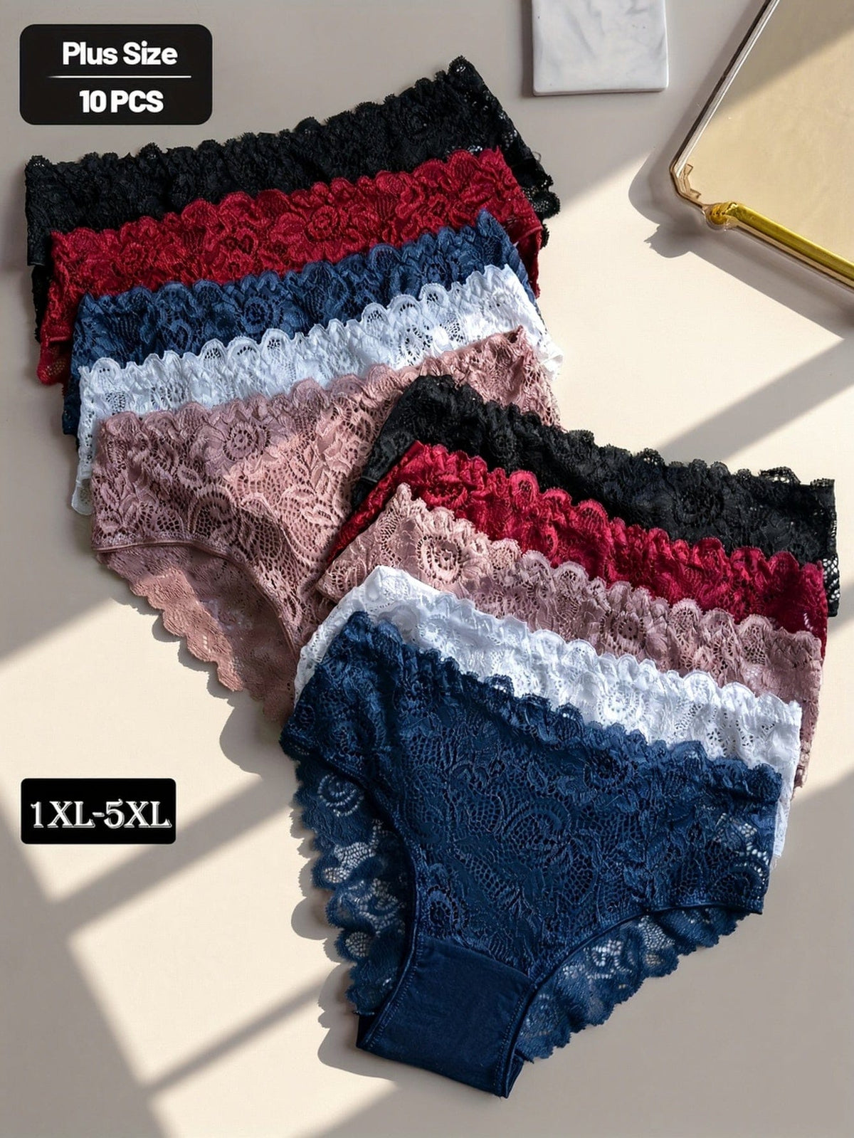 KissICON Elegant Curve Lace Full Coverage Briefs – 10pack