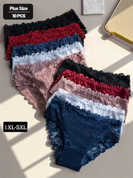 KissICON Elegant Curve Lace Full Coverage Briefs – 10pack