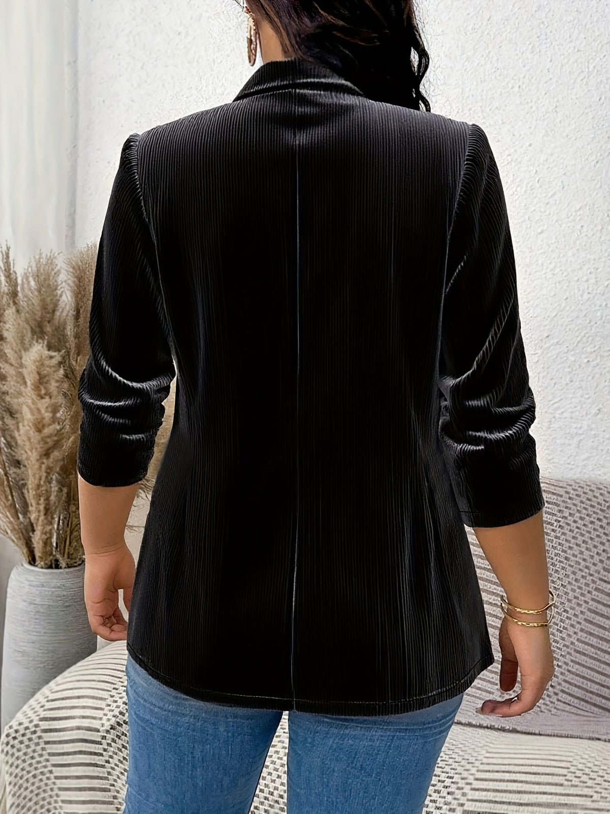 KissICON Elegant Curve Long Sleeve Blazer – Slim Fit