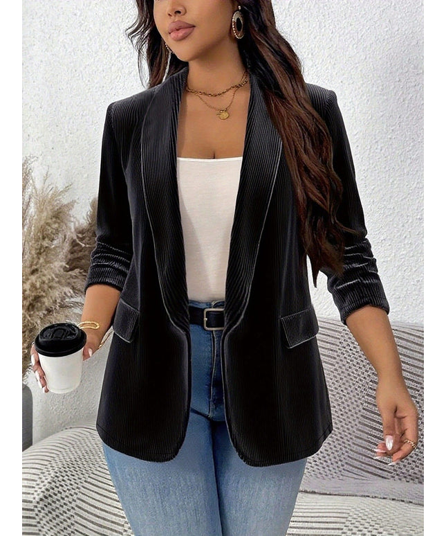 KissICON Elegant Curve Long Sleeve Blazer – Slim Fit