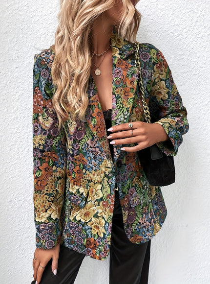 KissICON Elegant Curve Multicolor Floral Blazer – Machine