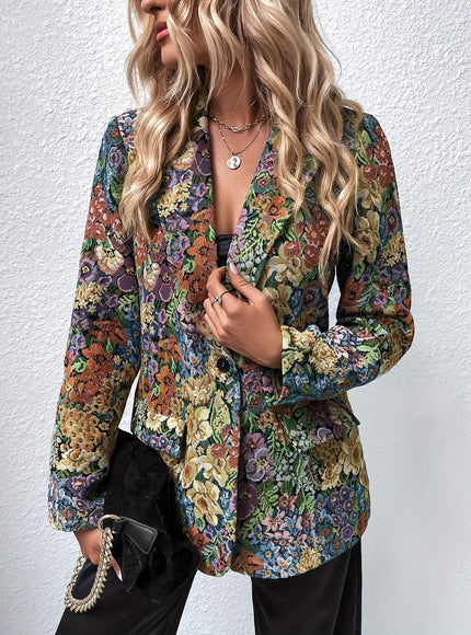 KissICON Elegant Curve Multicolor Floral Blazer – Machine