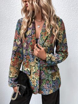 KissICON Elegant Curve Multicolor Floral Blazer – Machine