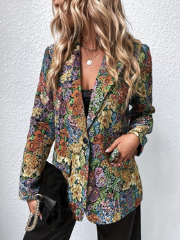 KissICON Elegant Curve Multicolor Floral Blazer – Machine