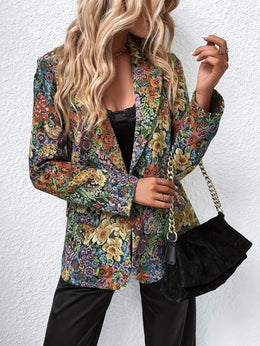 KissICON Elegant Curve Multicolor Floral Blazer – Machine