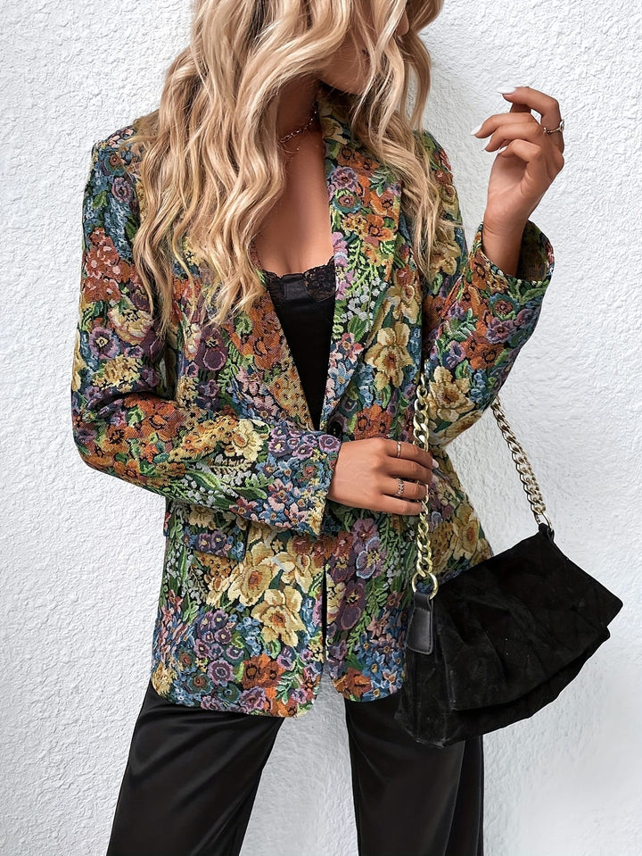 Elegant Curve Multicolor Floral Blazer – Machine