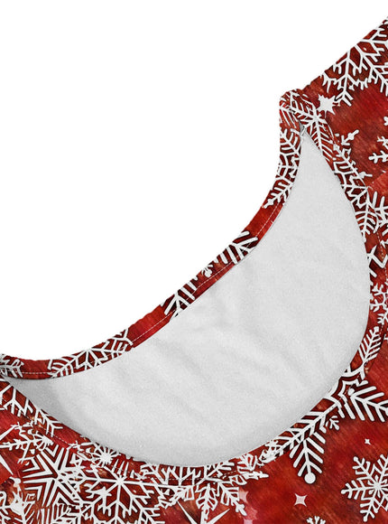 KissICON Elegant Curve Snowflake Reindeer Christmas Maxi Dress