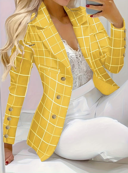 KissICON Elegant Curve Tailored Blazer – Classic Checks Allseason