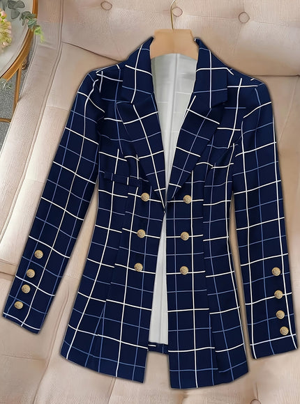 KissICON Elegant Curve Tailored Blazer – Classic Checks Allseason