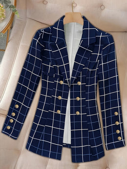 KissICON Elegant Curve Tailored Blazer – Classic Checks Allseason