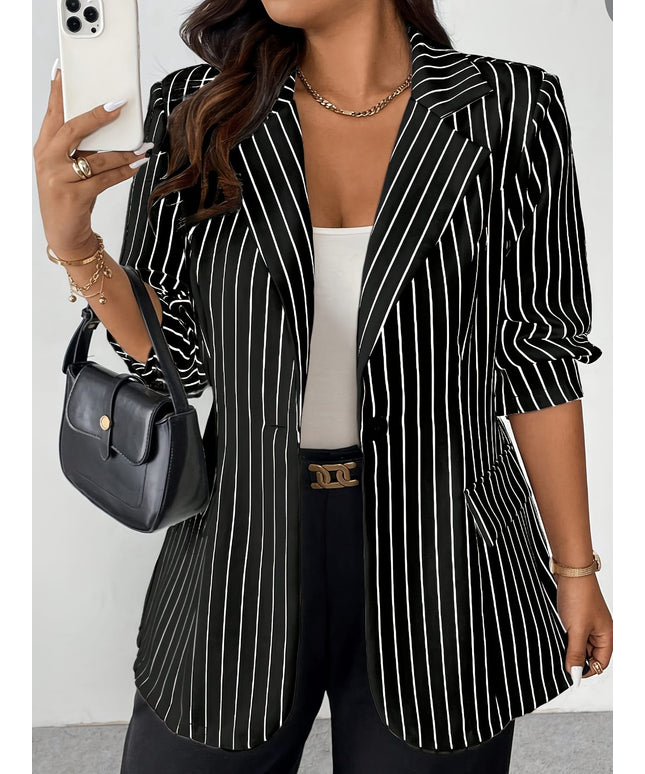KissICON Elegant Curve White Pink Stripe Blazer – To Weekend