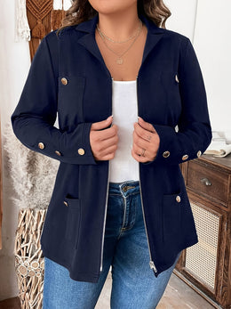 KissICON Elegant Curve Zipup Jacket – Flared Hem Versatility