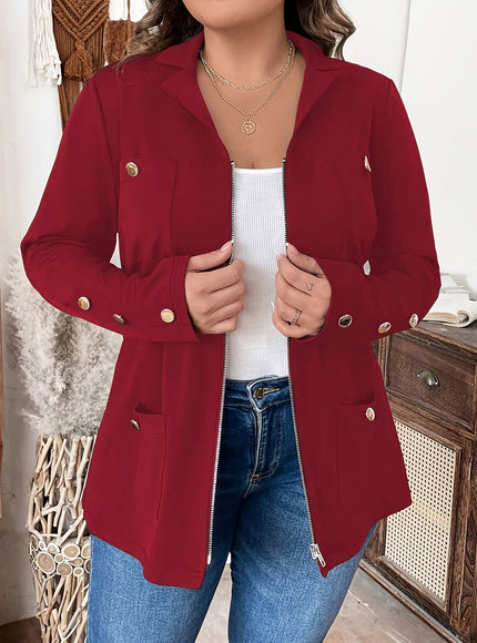 KissICON Elegant Curve Zipup Jacket – Flared Hem Versatility