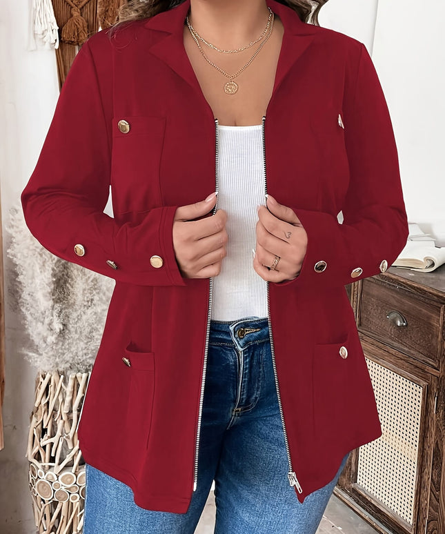 KissICON Elegant Curve Zipup Jacket – Flared Hem Versatility