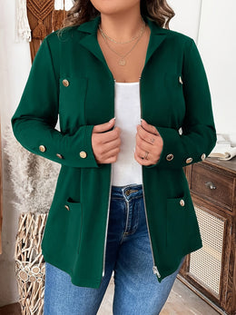KissICON Elegant Curve Zipup Jacket – Flared Hem Versatility