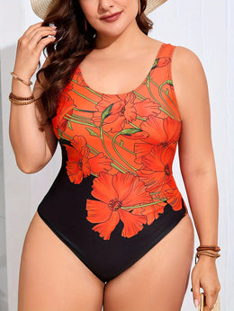 KissICON Elegant Floral Curve Slimming Onepiece Swimsuit