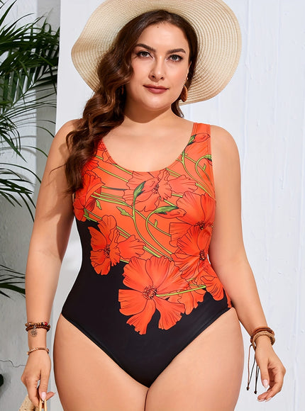 KissICON Elegant Floral Curve Slimming Onepiece Swimsuit