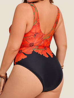 KissICON Elegant Floral Curve Slimming Onepiece Swimsuit