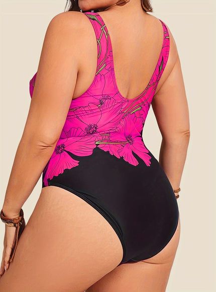 KissICON Elegant Floral Curve Slimming Onepiece Swimsuit