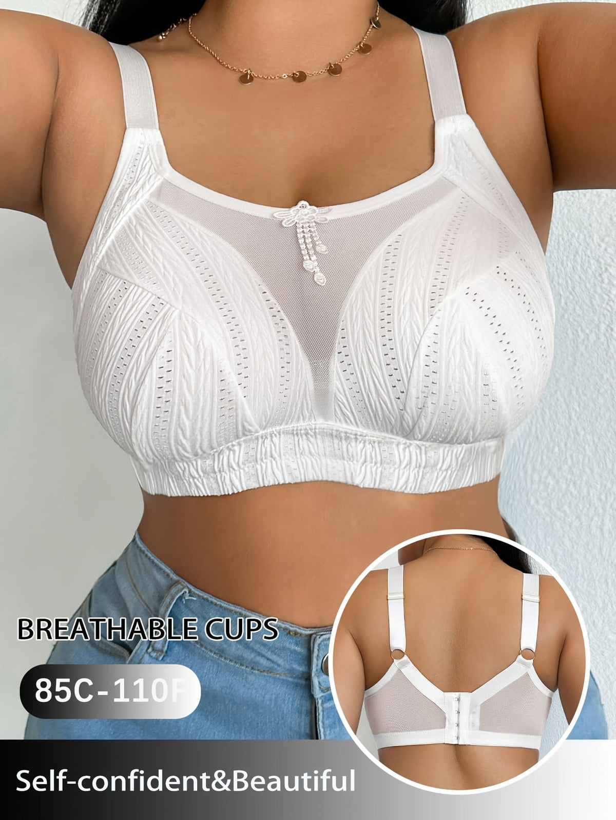 KissICON Elegant Floral Mesh Bralette Backless Bra